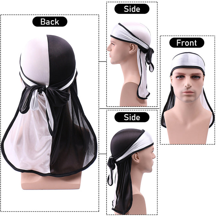 Black &amp; White Two Tone Silky Durag