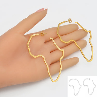 African Map Big Earrings - Taelor Boutique