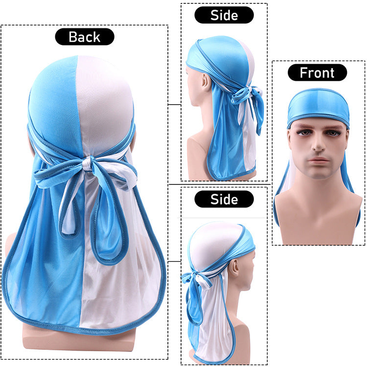 Light Blue &amp; White Two Tone Silky Durag