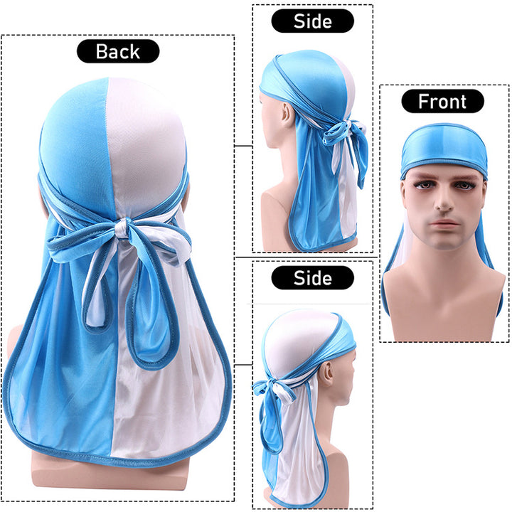 Light Blue &amp; White Two Tone Silky Durag