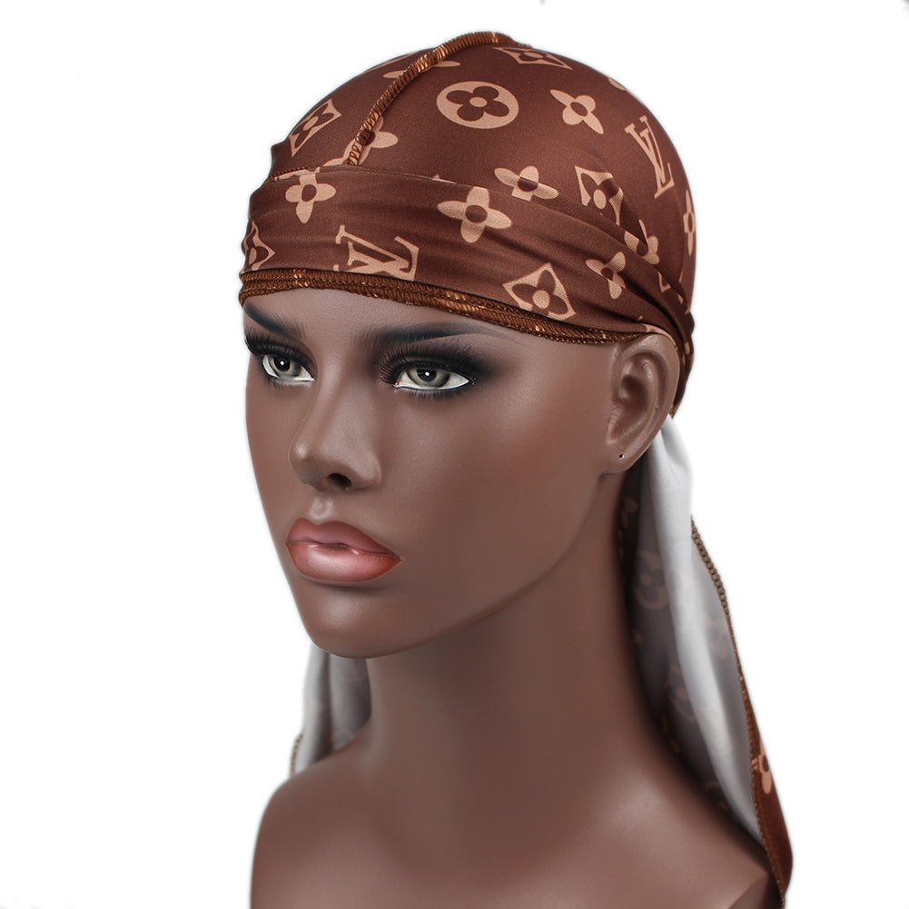 Large Print Brown LV Designer Durag Taelor Boutique