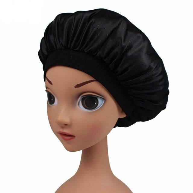 Black Kids Silky Wide Band Bonnet