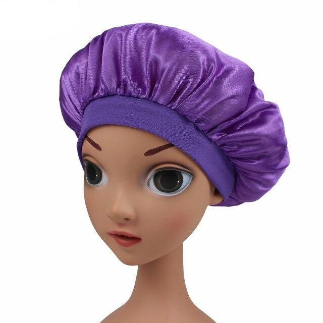 Purple Kids Silky Wide Band Bonnet