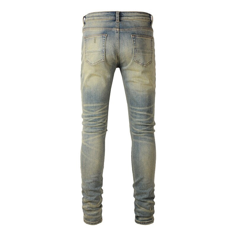 Blue Red Bandana Ripped Patchwork Jeans
