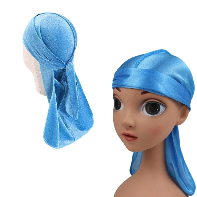 Sky Blue Kids Silky & Velvet Durag Set