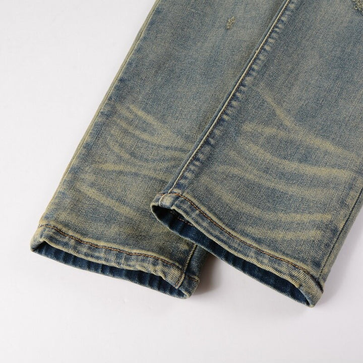 Blue Red Bandana Ripped Patchwork Jeans