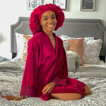 Wine Red Extra Large Wide Band Silky Bonnet