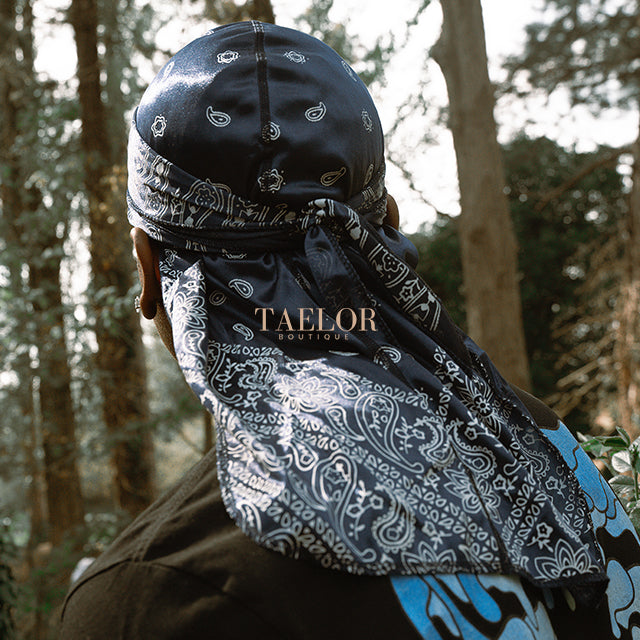 Navy Blue Silky Bandana Durag
