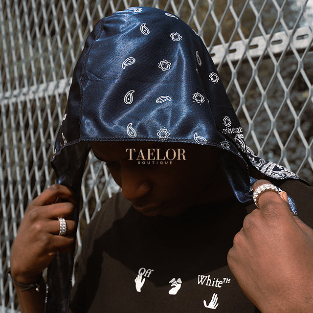 Navy Blue Silky Bandana Durag