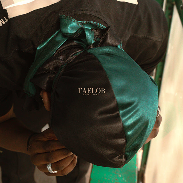 Dark Green & Black Two Tone Silky Durag