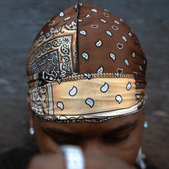 Brown Beige Silky Bandana Durag
