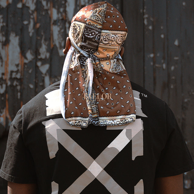 Brown Beige Silky Bandana Durag