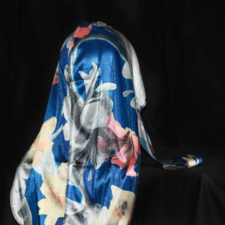 Deep Blue Floral Silk Durag