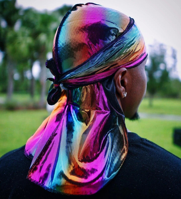 Multicolour #5 Shiny Silk Durag & Extra Large Bonnet Set