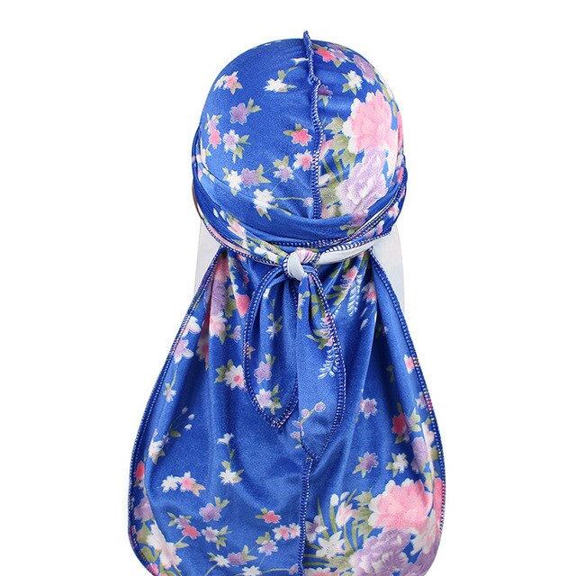 Blue Velvet Floral Durag