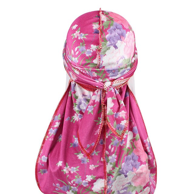 Pink Velvet Floral Durag