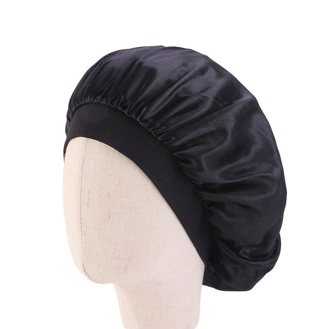 Black Kids Silky Wide Band Bonnet