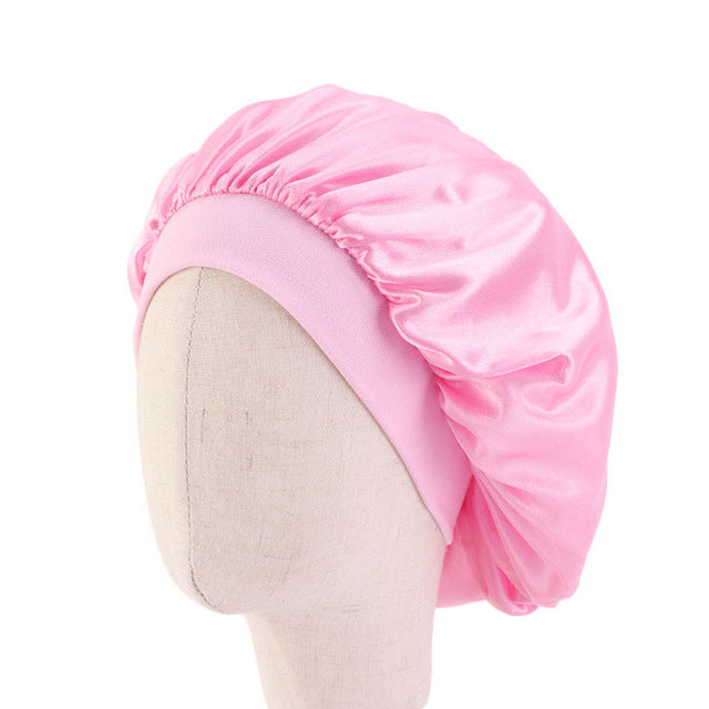 Pink Kids Silky Wide Band Bonnet