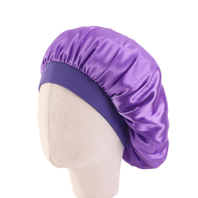 Purple Kids Silky Wide Band Bonnet