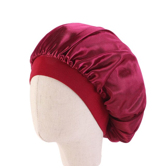 Burgundy Kids Silky Wide Band Bonnet