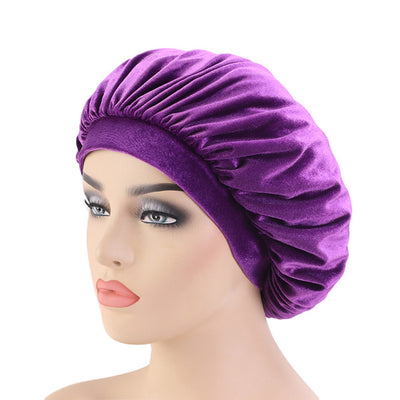 Purple Velvet Wide Band Bonnet - Taelor Boutique