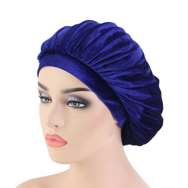 Royal Blue Velvet Wide Band Bonnet