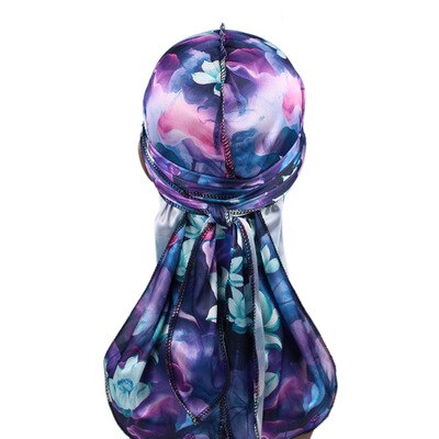 Purple Flower Silky Durag - Taelor Boutique