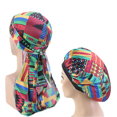 African Print #5 Silky Durag And Bonnet Set - Taelor Boutique