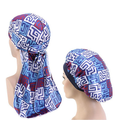 African Print #2 Silky Durag And Bonnet Set - Taelor Boutique