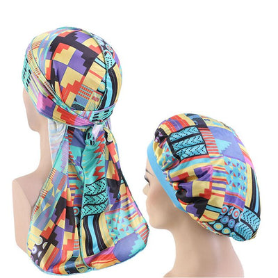 African Print #4 Silky Durag And Bonnet Set - Taelor Boutique