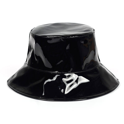 Black Shiny Faux Lather Bucket Hat - Taelor Boutique