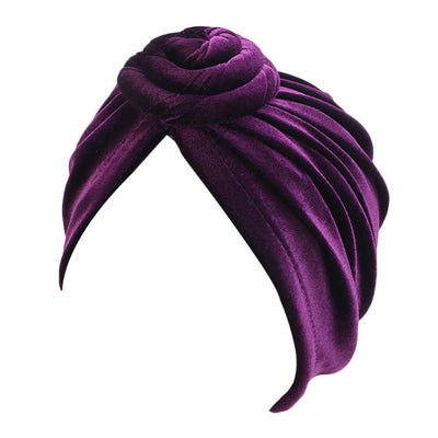 Purple Velvet Knotted Turban - Taelor Boutique