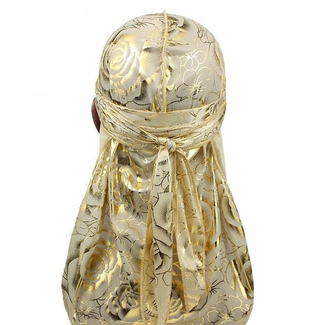 Beige Rose Print Silky Durag - Taelor Boutique