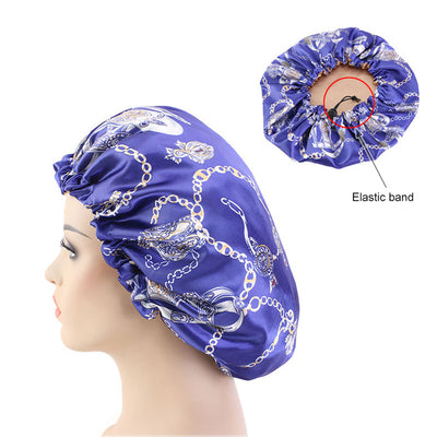 Reversible Royal Blue Chains Silky Bonnet - Taelor Boutique