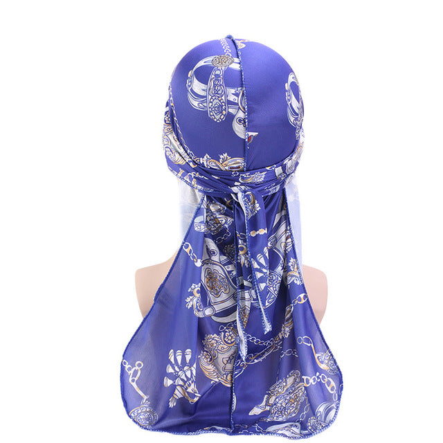 Royal Blue Chains Silky Durag