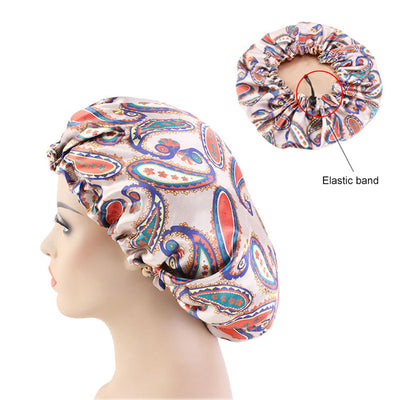 Reversible Khaki Paisley Silky Bonnet - Taelor Boutique