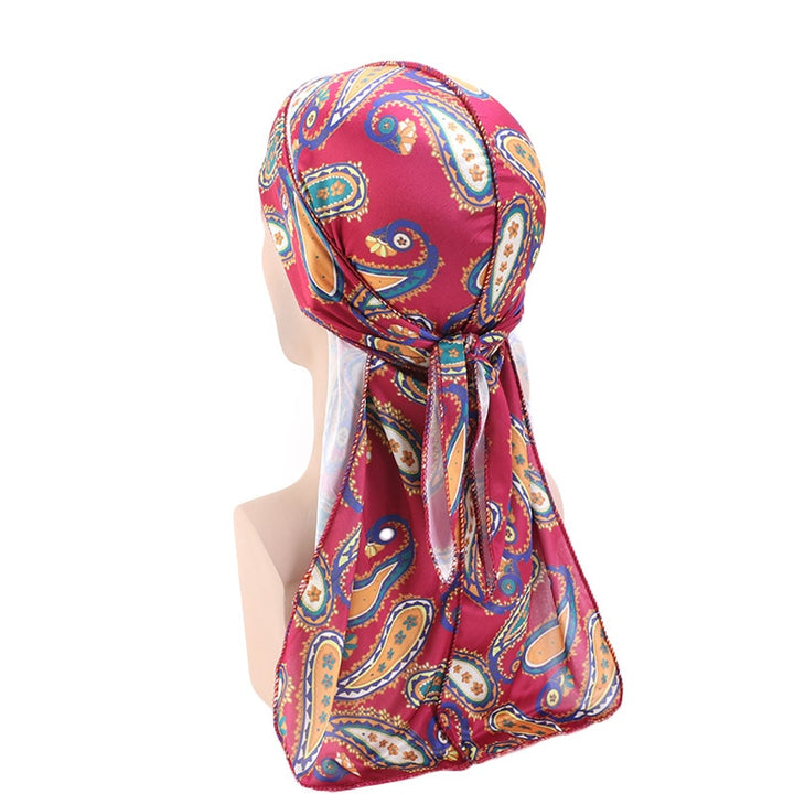 Wine Red Paisley Silky Durag - Taelor Boutique