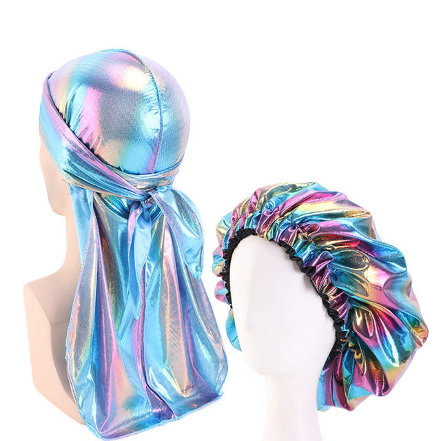Multicolour #3 Shiny Durag & Extra Large Bonnet Set