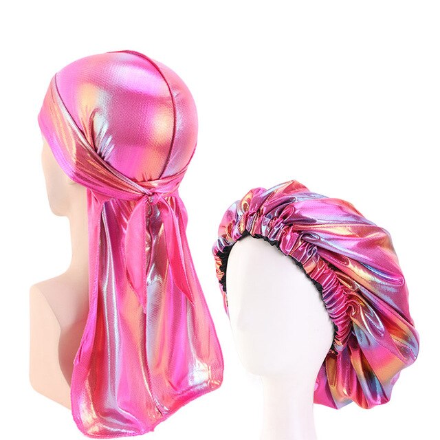 Multicolour #4 Shiny Durag & Extra Large Bonnet Set