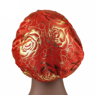 Red Rose Print Silky Bonnet - Taelor Boutique