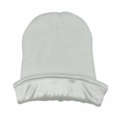 White Satin Lined Beanie - Taelor Boutique