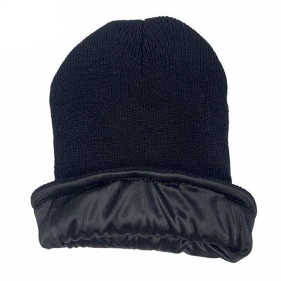Black Satin Lined Beanie - Taelor Boutique