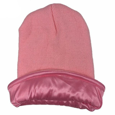 Pink Satin Lined Beanie - Taelor Boutique