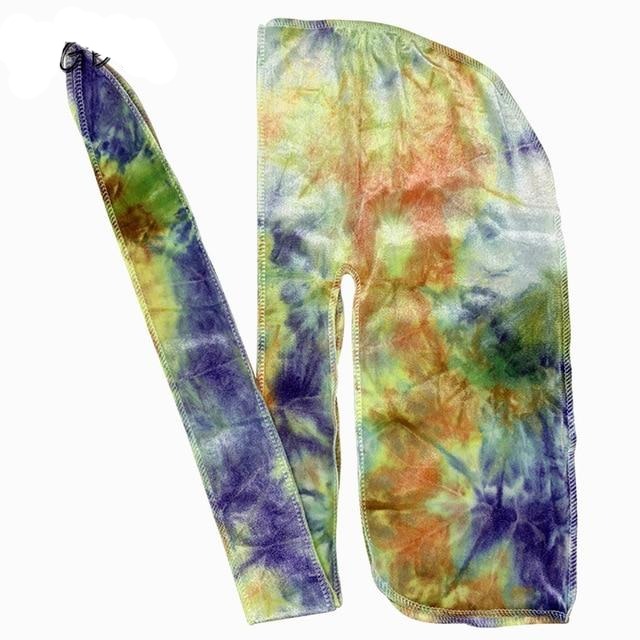 Yellow Tie Dye Velvet Durag