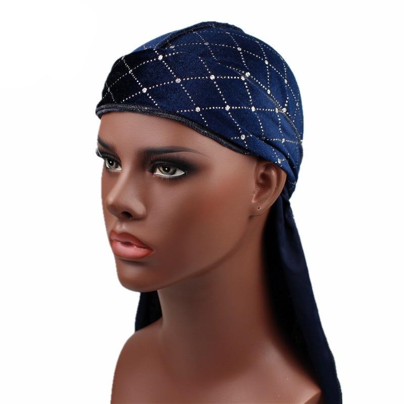 Navy Blue Luxury Sparkly Velvet Durag