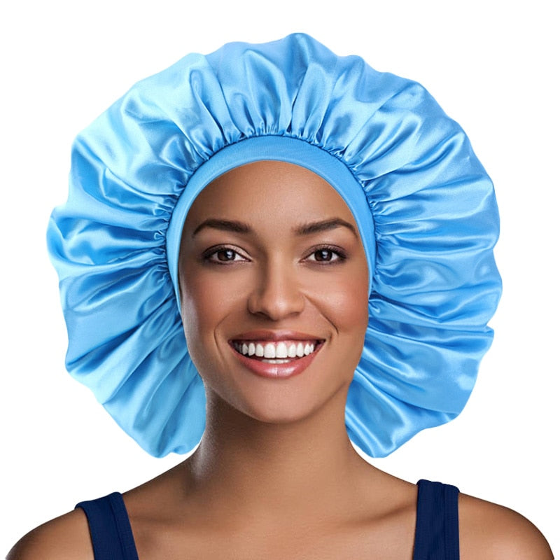 Sky Blue Extra Large Wide Band Silky Bonnet
