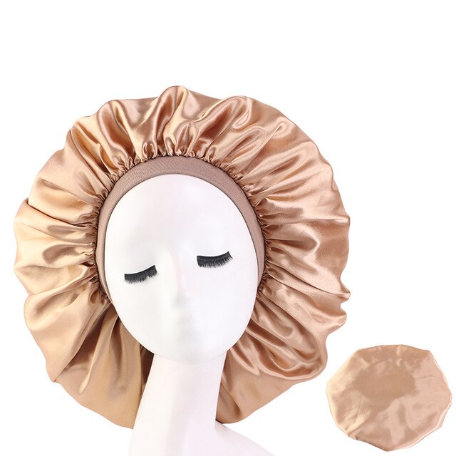 Khaki Extra Large Wide Band Silky Bonnet