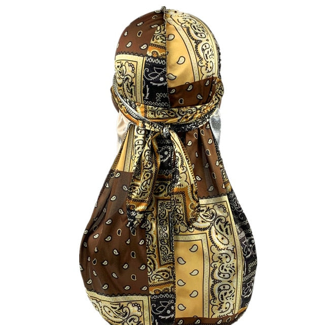 Brown Beige Silky Bandana Durag