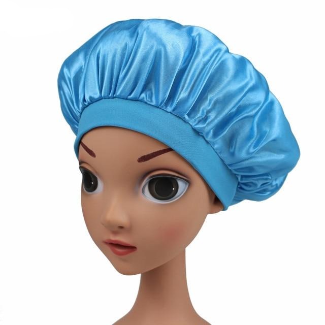 Sky Blue Kids Silky Wide Band Bonnet