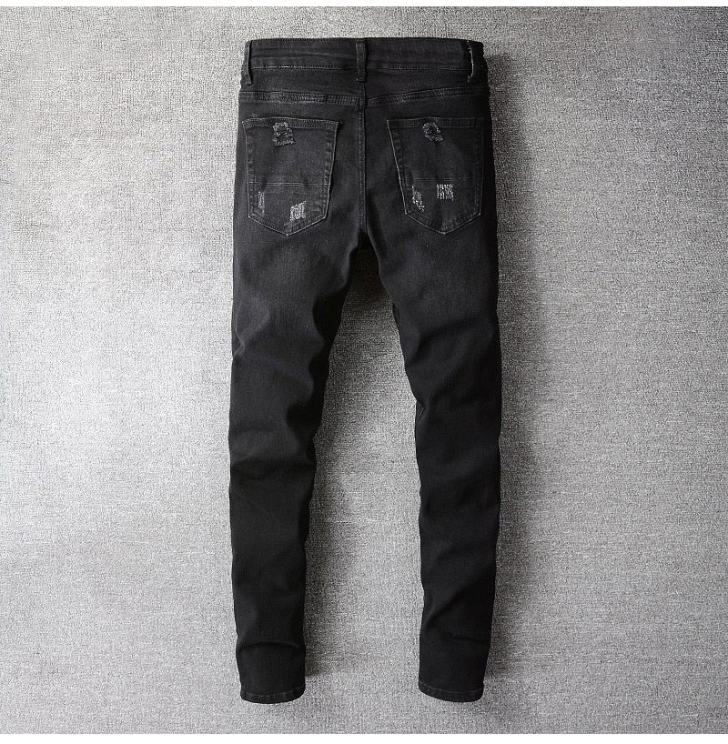 Black Bandana Paisley Patchwork Jeans